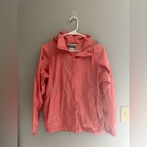 Columbia Womens Salmon Pink Zip Up Windbreaker SZ S Lightweight Nylon Rain Coat
